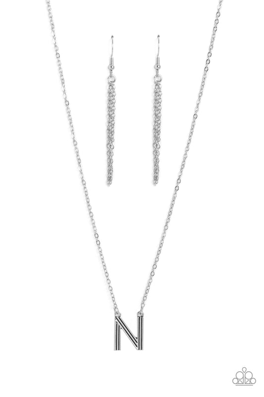 Paparazzi Leave Your Initials - Silver - N Necklace