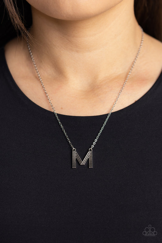 Paparazzi Leave Your Initials - Silver - M Necklace