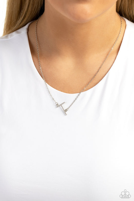 Necklace, Sensitive Skin, Hypoallergenic Jewelry, silver, rhinestone, initial