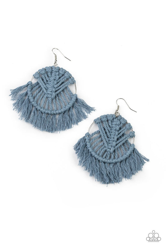 Paparazzi All About Macrame-Blue Earrings