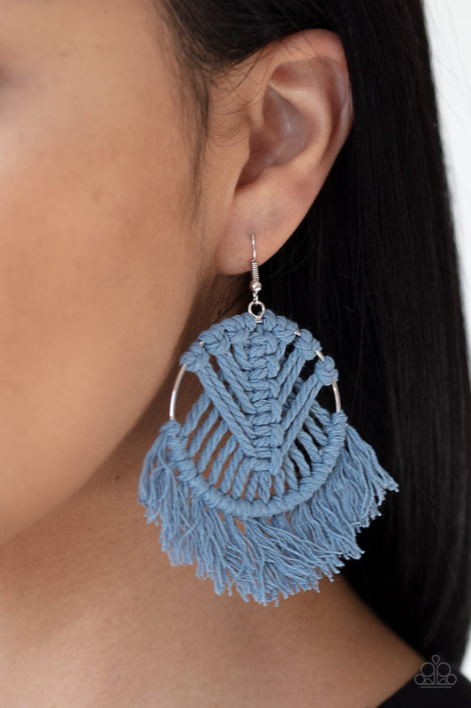 Paparazzi All About Macrame-Blue Earrings