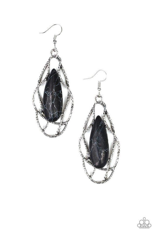 Paparazzi Artisan Tears-Black Earrings