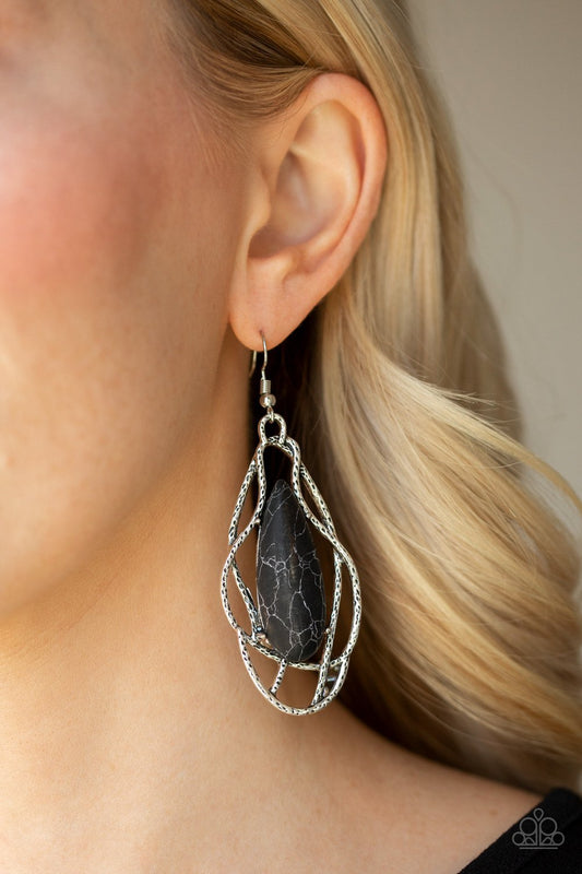 Paparazzi Artisan Tears-Black Earrings