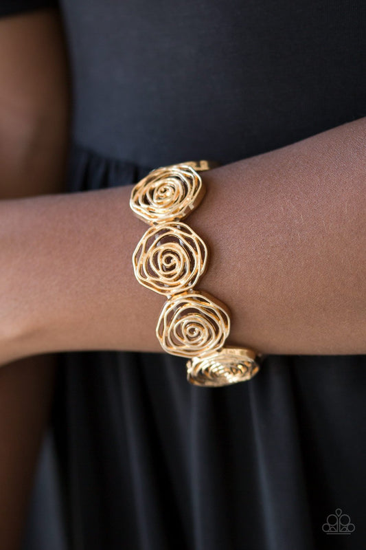 Bracelet, Sensitive Skin, Hypoallergenic Jewelry, gold, roses, stretchy bracelet