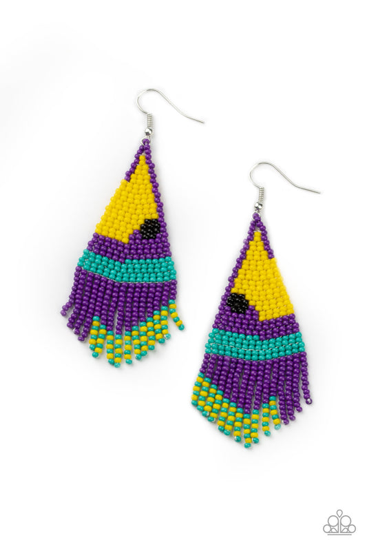 Paparazzi Brightly Beaded - Purple Earrings