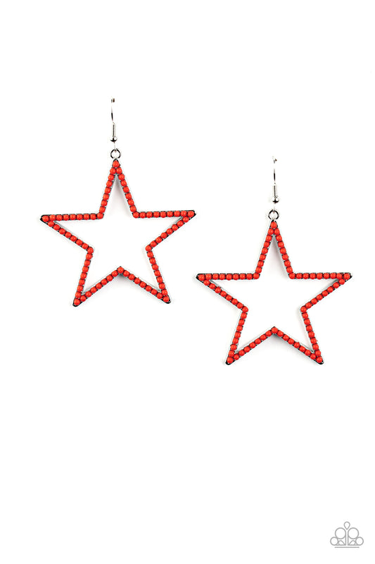 Paparazzi Count Your Stars-Red Earrings