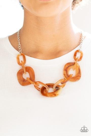Paparazzi Courageously Chromatic-Brown Necklace