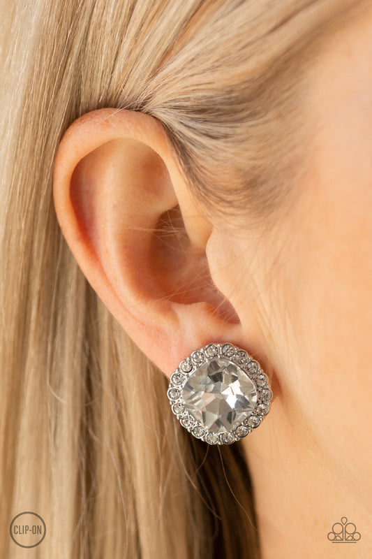 Paparazzi Diamond Duchess-White Earrings