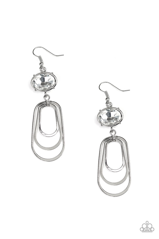 Paparazzi Drop-Dead Glamorous-White Earrings