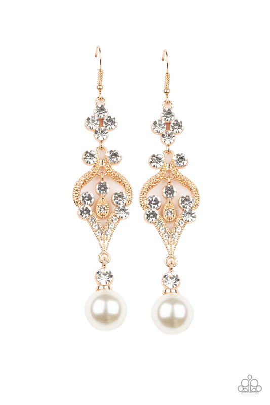 Paparazzi Elegantly Extravagant - Gold Earrings