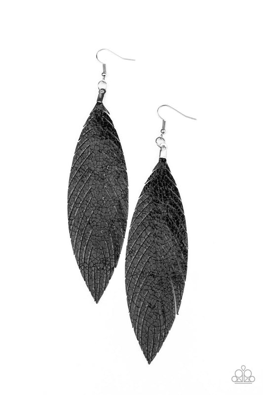 Paparazzi Feather Fantasy - Black Earrings