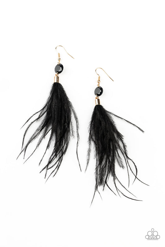 Paparazzi Feathered Flamboyance - Gold Earrings