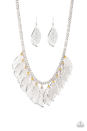 Paparazzi Feathery Foliage-Yellow Necklace