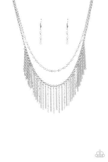 Paparazzi Fierce In Fringe-Silver Necklace