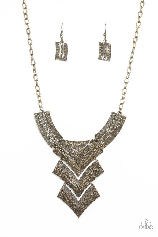 Paparazzi Fiercely Pharaoh-Brass Necklace