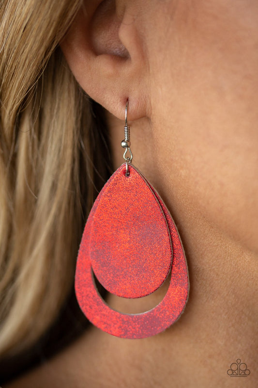 Paparazzi Fiery Firework-Red Earrings