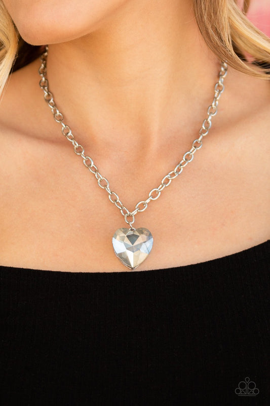 Paparazzi Flirtatiously Flashy-Silver Necklace