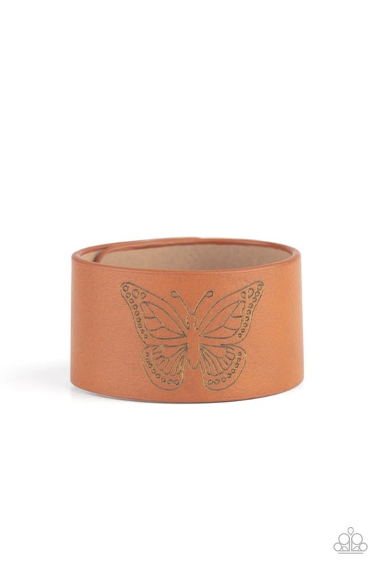 Paparazzi Flirty Flutter-Brown Bracelet