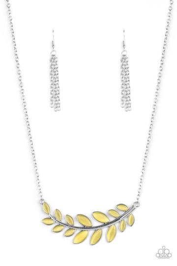 Paparazzi Frosted Foliage-Yellow Necklace