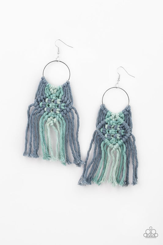 Paparazzi Macrame Rainbow-Blue Earrings