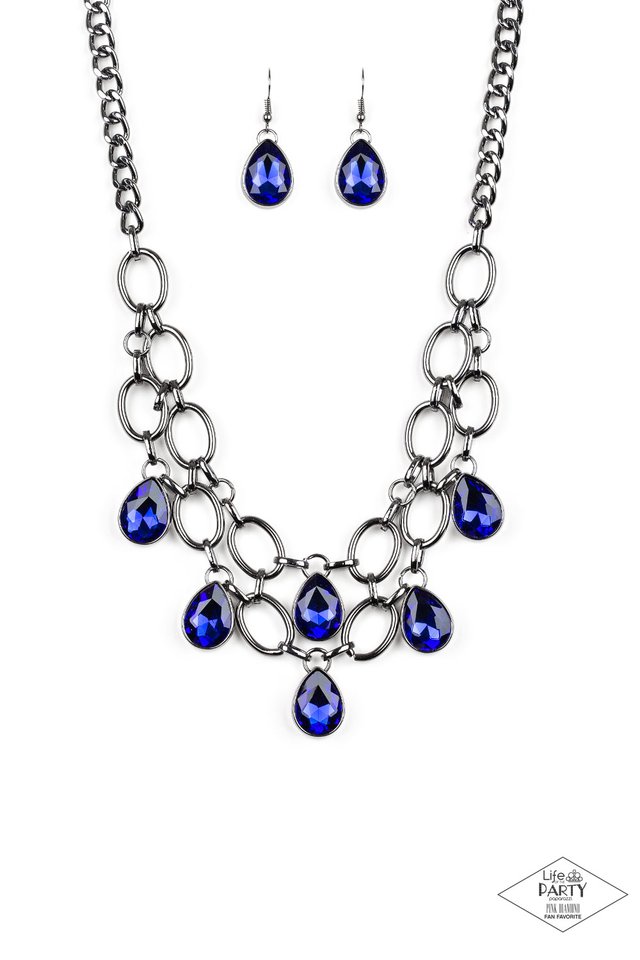 Necklace, Sensitive Skin, Hypoallergenic Jewelry, blue, teardrop