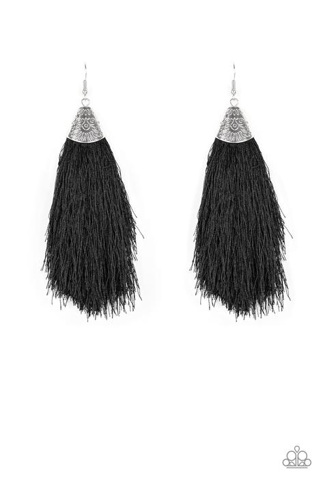 Paparazzi Tassel Temptress-Black Earrings