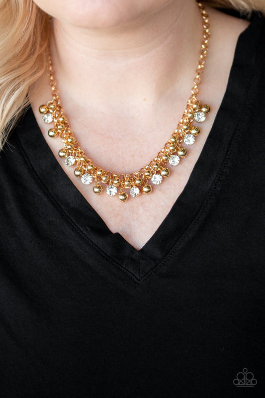 Necklace, Sensitive Skin, Hypoallergenic Jewelry, gold, rhinestones