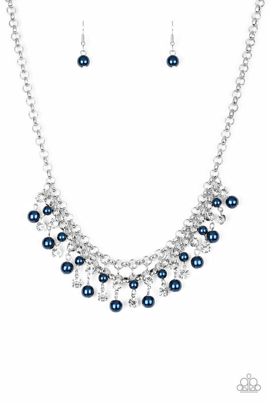 Necklace, Sensitive Skin, Hypoallergenic Jewelry, blue, beads, rhinestones